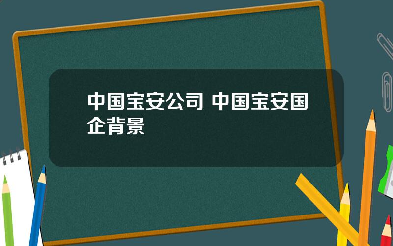 中国宝安公司 中国宝安国企背景